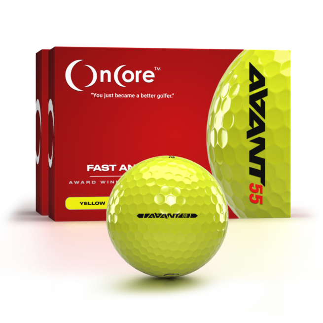 AVANT 55 - 2 Dozen Pack Yellow Golf Balls - Bundled Savings from OnCore Golf