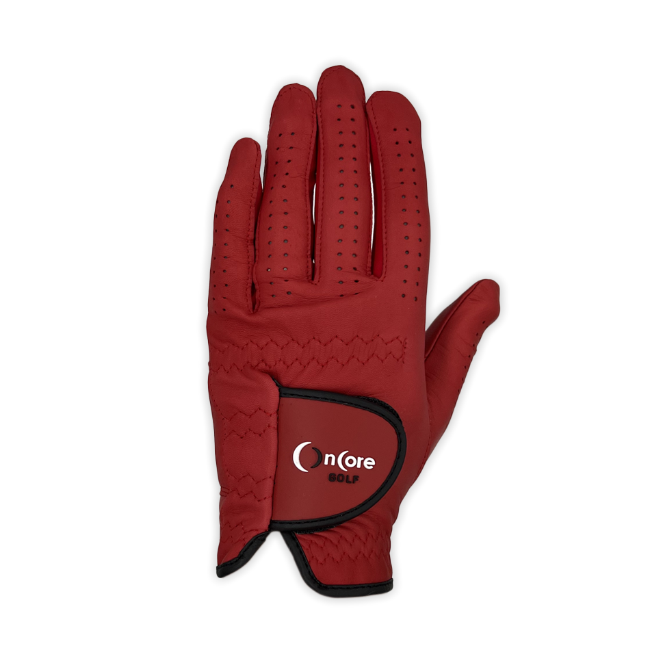 Premium Cabretta Leather Red Golf Gloves | OnCore Golf