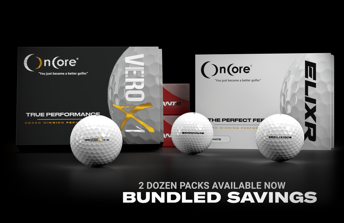 2Pack Golf Ball Bundles VERO X1, ELIXR, AVANT 55 OnCore Golf