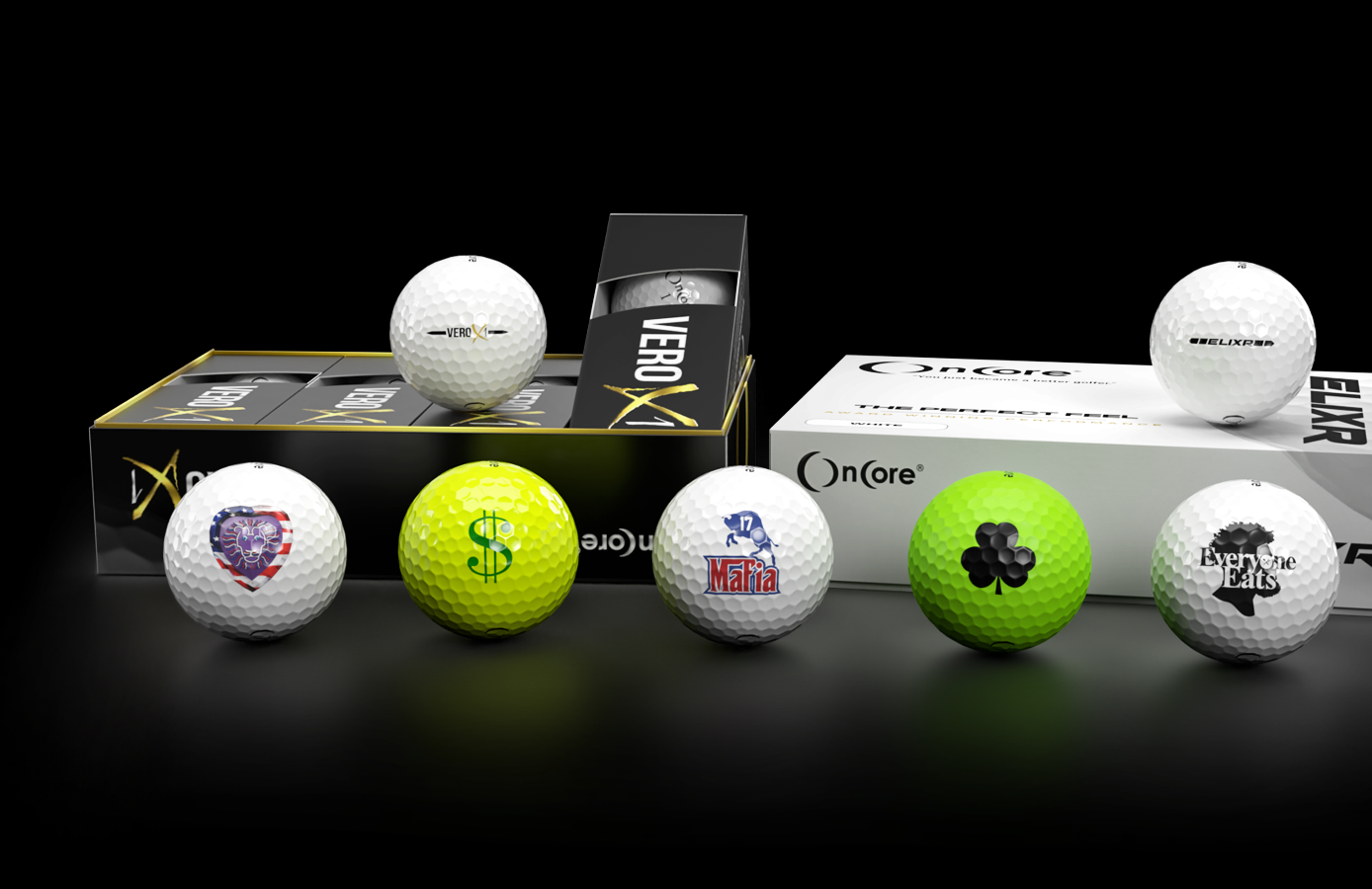Custom Designed Golf Balls Special Edition Dozens OnCore Golf