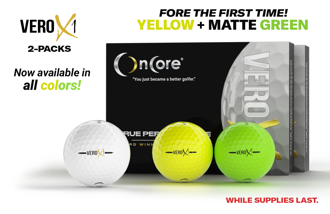 VERO X1 - 2 Dozen Golf Balls Pack - Special Bundles in New Colors from OnCore!