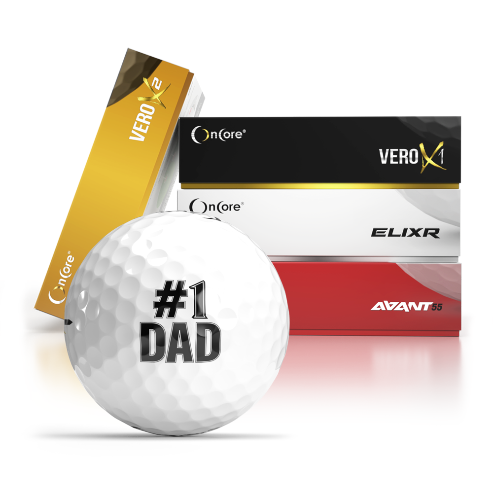 shop-number-one-dad-fathers-day-logo-golf-balls-oncore #1 Dad - Father's Day Golf Balls - OnCore Golf Signature Series