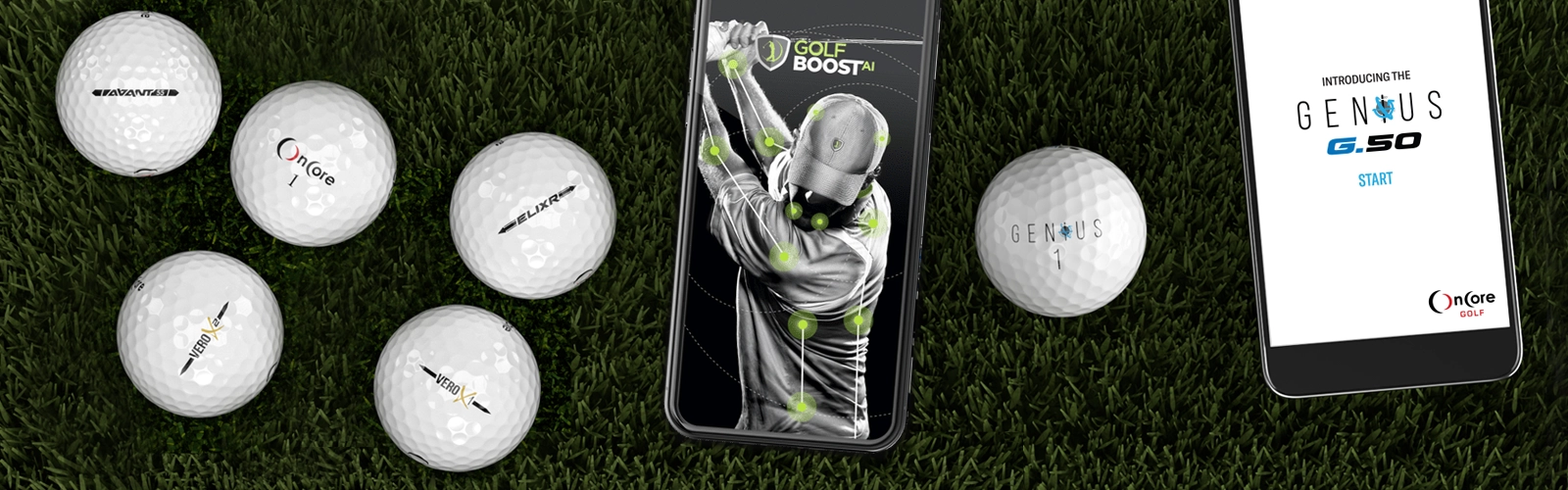 OnCore Golf  - Golf Balls, Golf Apps, GENiUS Bluetooth Ball, with Perimeter Weighting Technology