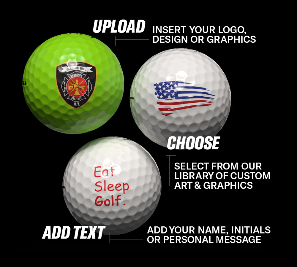 Customize Golf Balls Online - OnCore Golf - Upload your logo, select artwork or add custom text