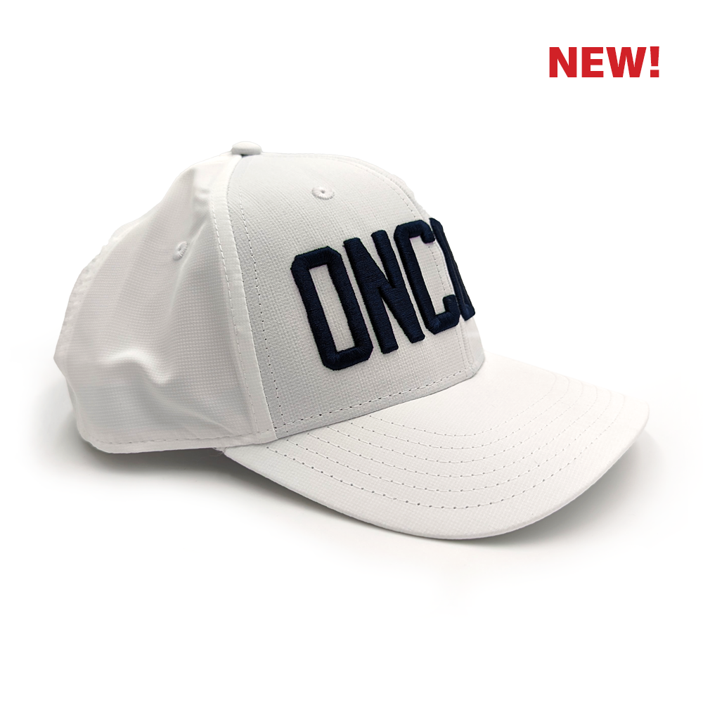 oncore-logo-text-white-hat-img1-new Order the Official White ONCORE Varsity Logo Golf Hat