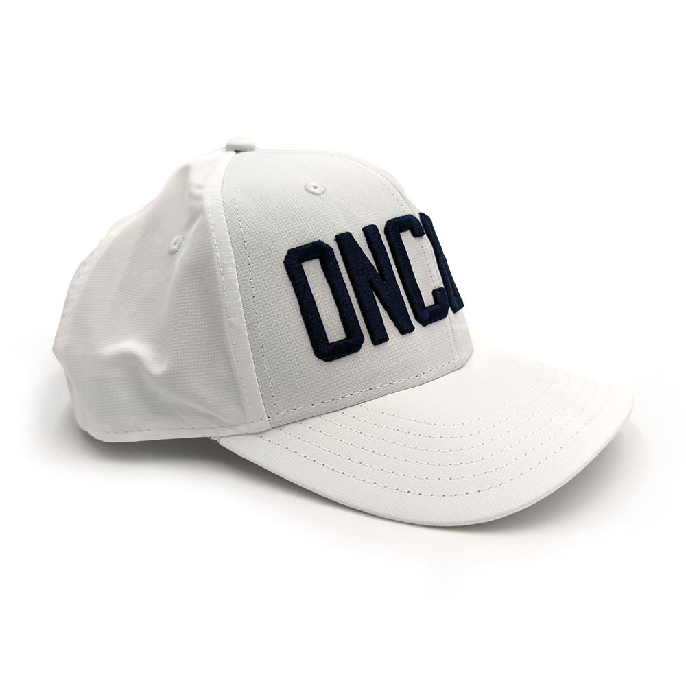 oncore-logo-text-white-hat-img1 Order the Official White ONCORE Varsity Logo Golf Hat