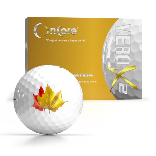 Shop - Fall Leaves | Thanksgiving Day Logo Golf Balls - OnCore Golf - VERO X2