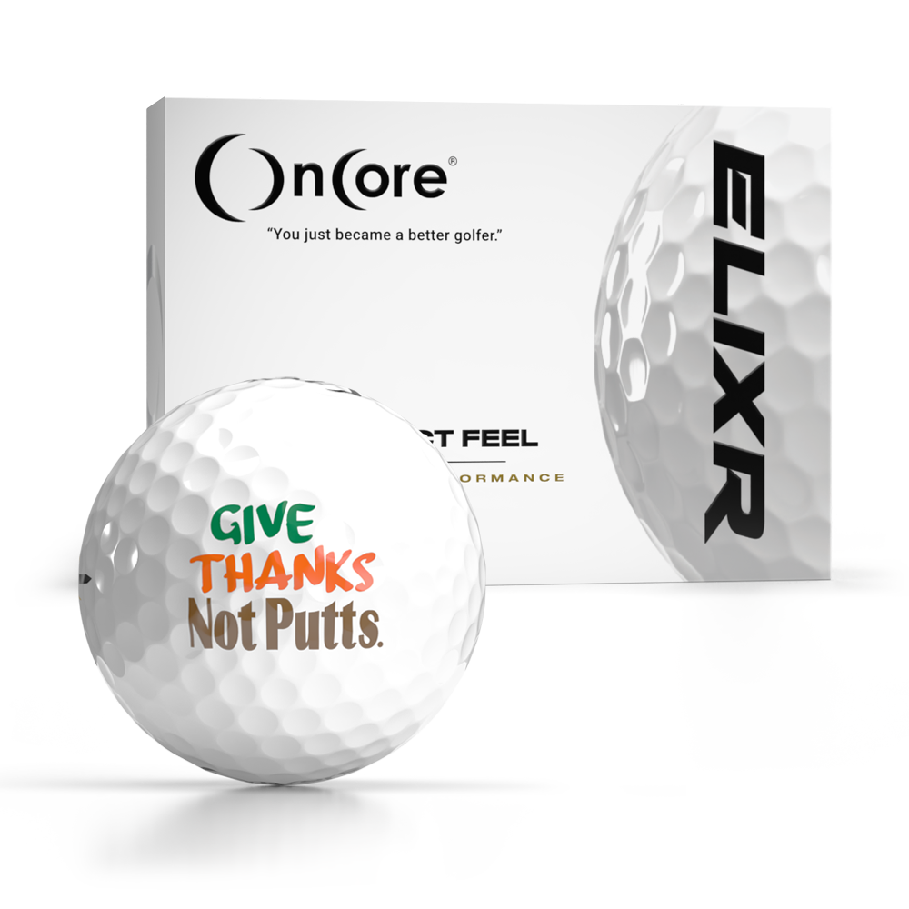 give-thanks-thankgiving-day-golf-balls-logo-oncore-golf-elixr Give Thanks Not Putts - Thanksgiving Day Logo Golf Balls - Shop OnCore Golf - ELIXR