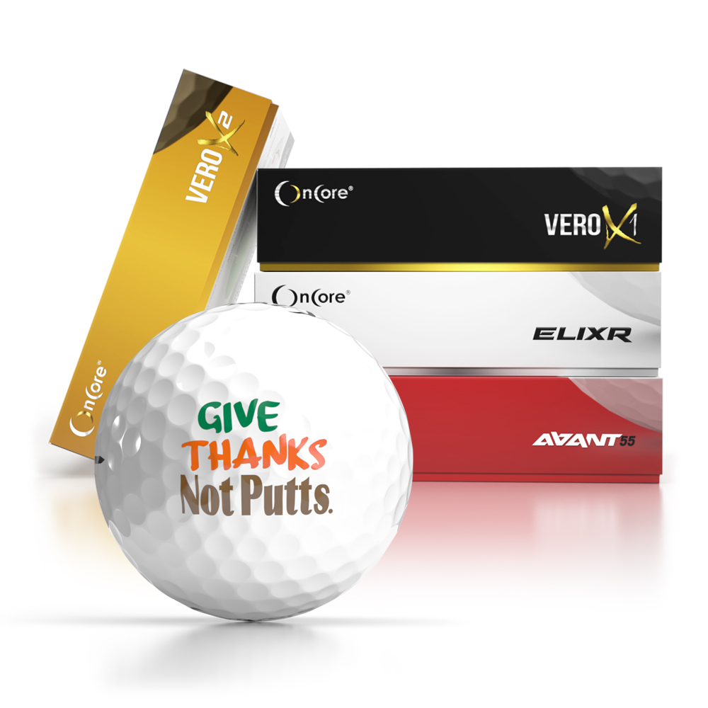 give-thanks-thankgiving-day-golf-balls-logo-oncore-golf Shop - Give Thanks Not Putts | Thanksgiving Day Logo Golf Balls - OnCore Golf