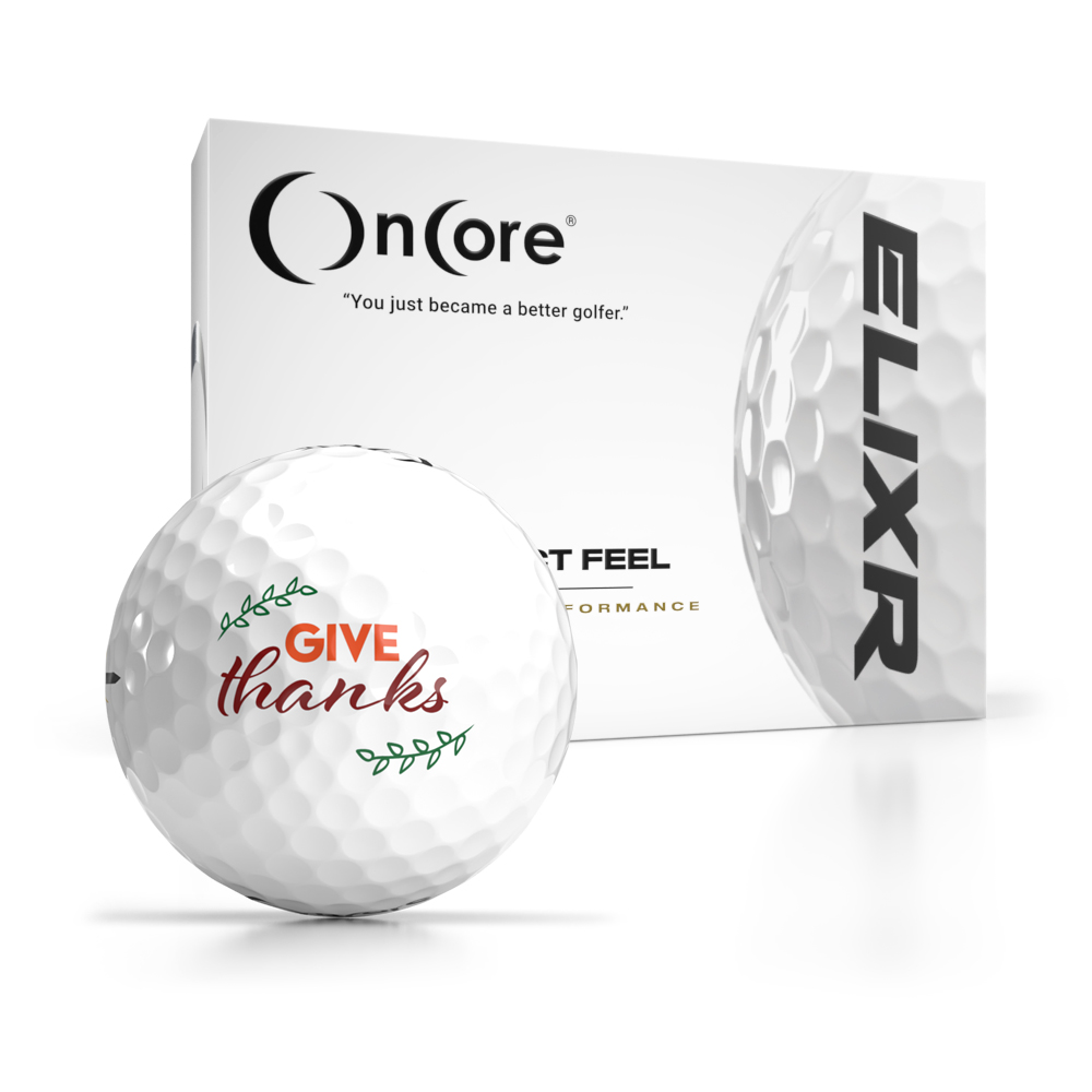 Shop Thanksgiving Day Logo Golf Balls - OnCore Golf - Give Thanks - Dozen ELIXR