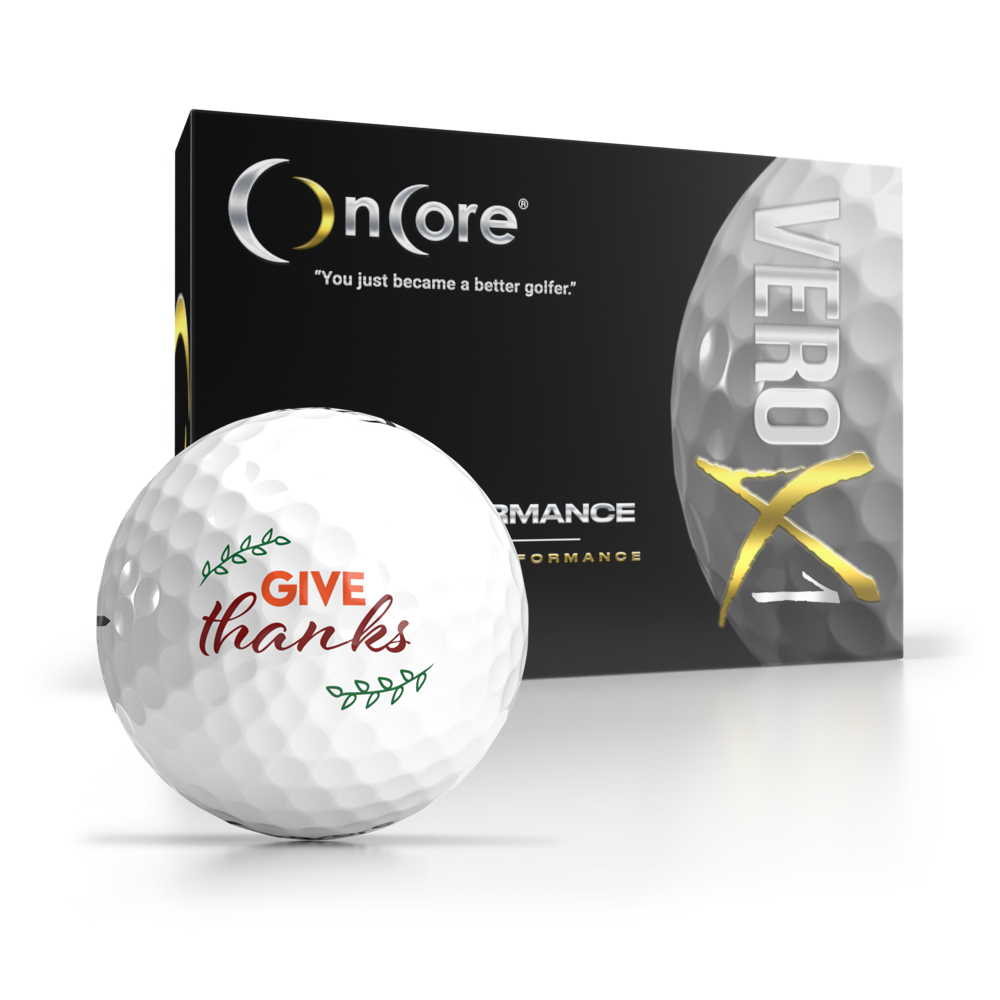 Shop Thanksgiving Day Logo Golf Balls - OnCore Golf - Give Thanks - Dozen VERO X1