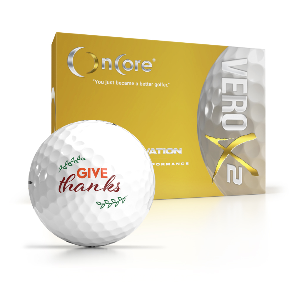 Shop Thanksgiving Day Logo Golf Balls - OnCore Golf - Give Thanks - Dozen VERO X2