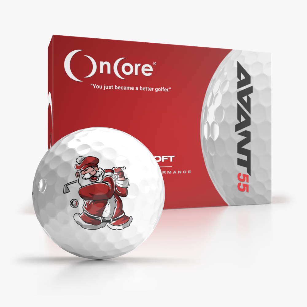 shop-holiday-golf-balls-christmas-logo-santa-claus-oncore-avant-55 Shop Holiday Collection Golf Balls from OnCore Golf - Santa Swings Golf Ball - AVANT 55