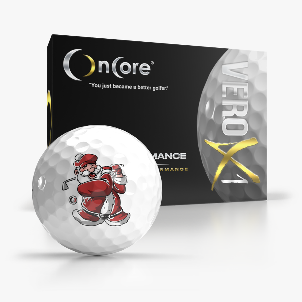 shop-holiday-golf-balls-christmas-logo-santa-claus-oncore-vero-x1 Shop Holiday Collection Golf Balls from OnCore Golf - Santa Swings Golf Ball - VERO X1