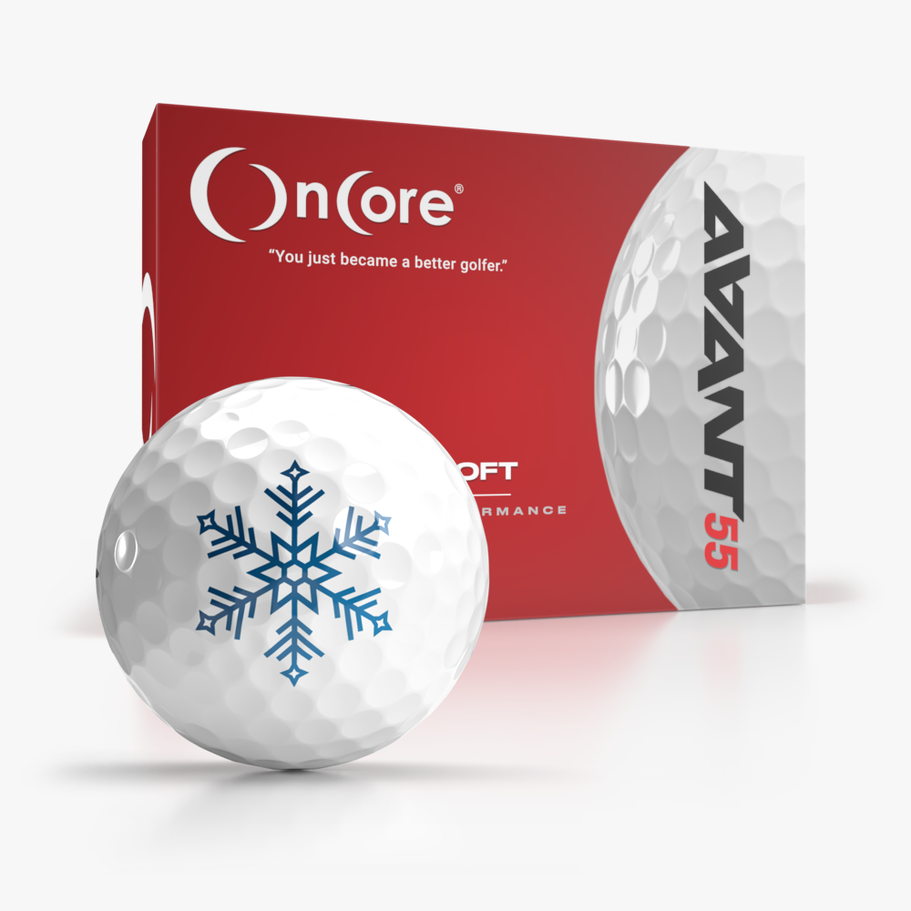 shop-holiday-golf-balls-christmas-logo-snowflake-oncore-avant-55 Shop Holiday Collection Golf Balls from OnCore Golf - Snowflake Golf Ball - AVANT 55