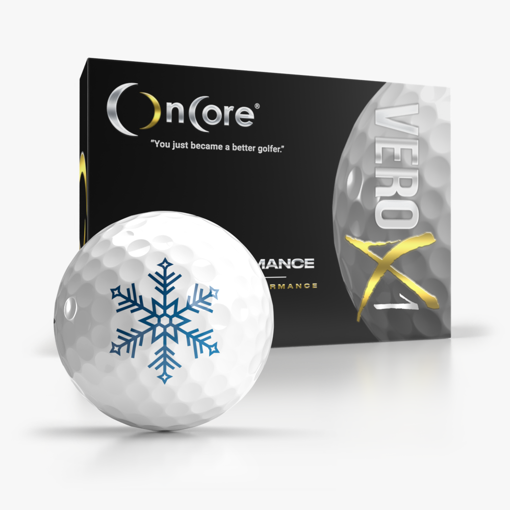 shop-holiday-golf-balls-christmas-logo-snowflake-oncore-vero-x1 Shop Holiday Collection Golf Balls from OnCore Golf - Snowflake Golf Ball - VERO X1