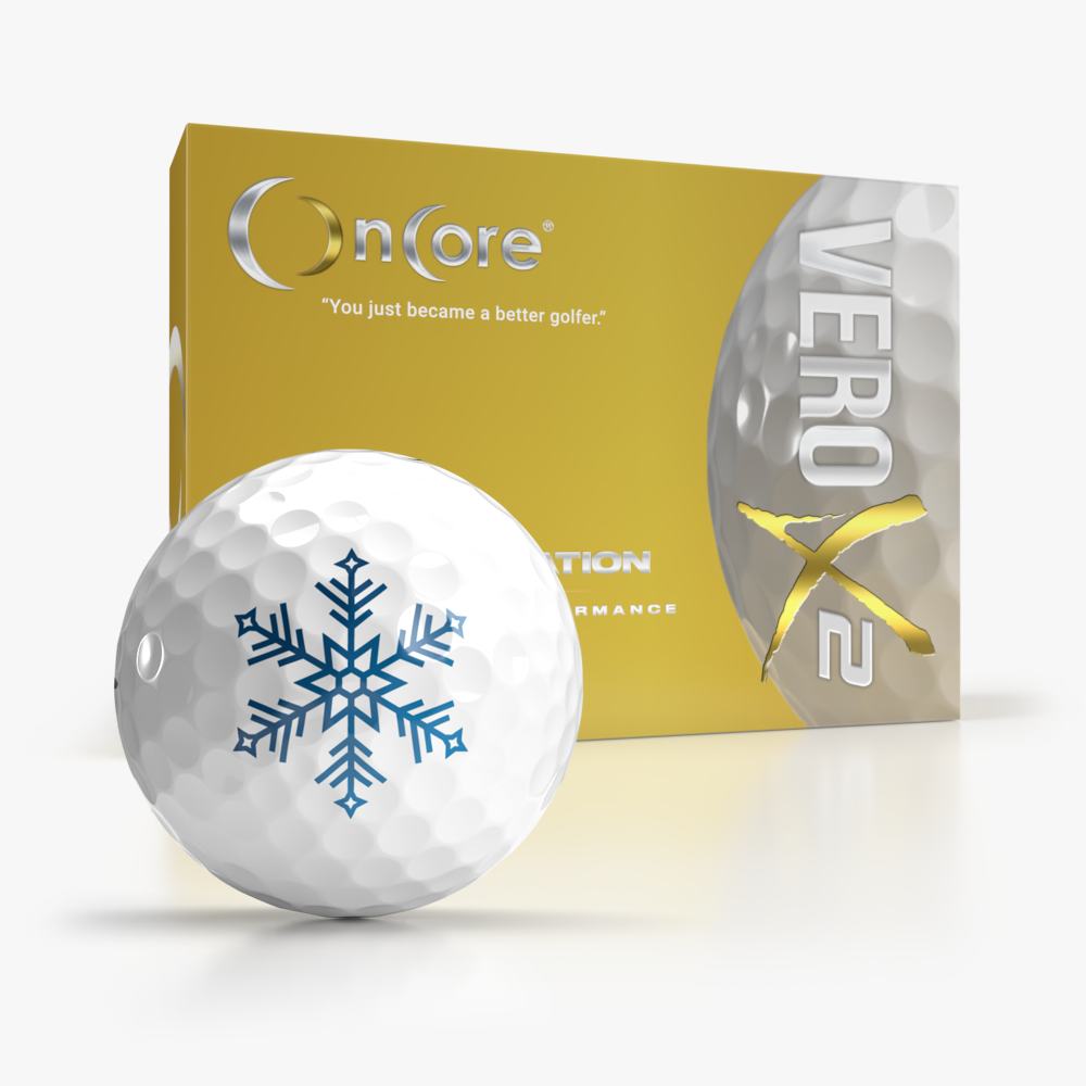 shop-holiday-golf-balls-christmas-logo-snowflake-oncore-vero-x2 Shop Holiday Collection Golf Balls from OnCore Golf - Snowflake Golf Ball - VERO X2