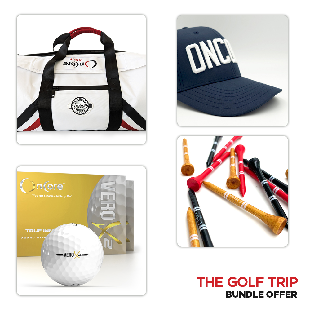 The Golf Trip - Holiday OnCore Golf Bundle Offer - Varsity Golf Cooler, 2 VERO X2, OnCore Hat, Golf Tees