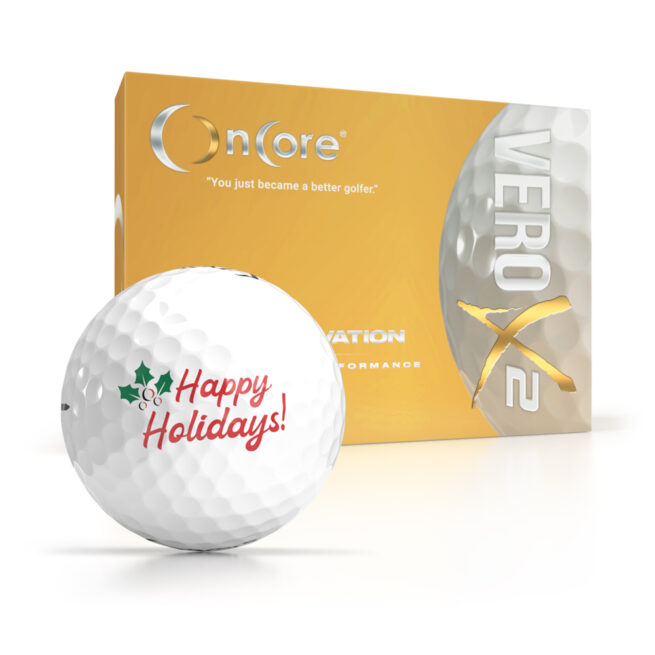 Shop Holiday Collection Golf Balls from OnCore Golf - Happy Holidays Golf Balls - VERO X2