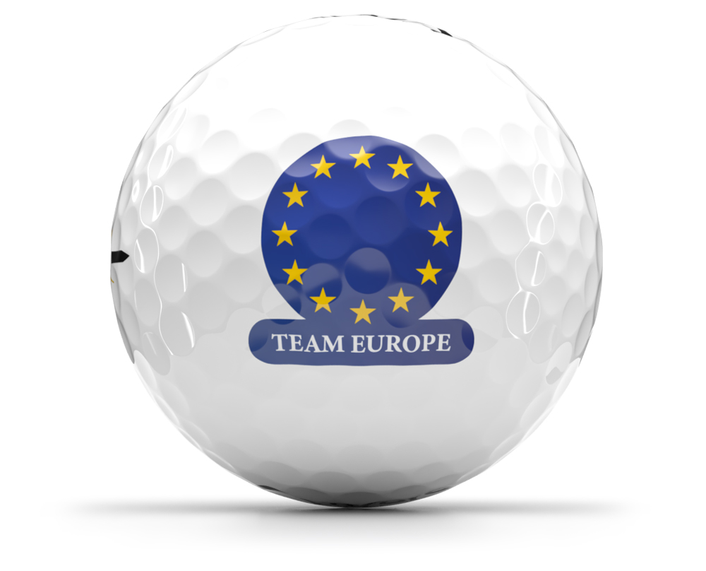 Team Europe logo golf balls with European flag design from OnCore Golf