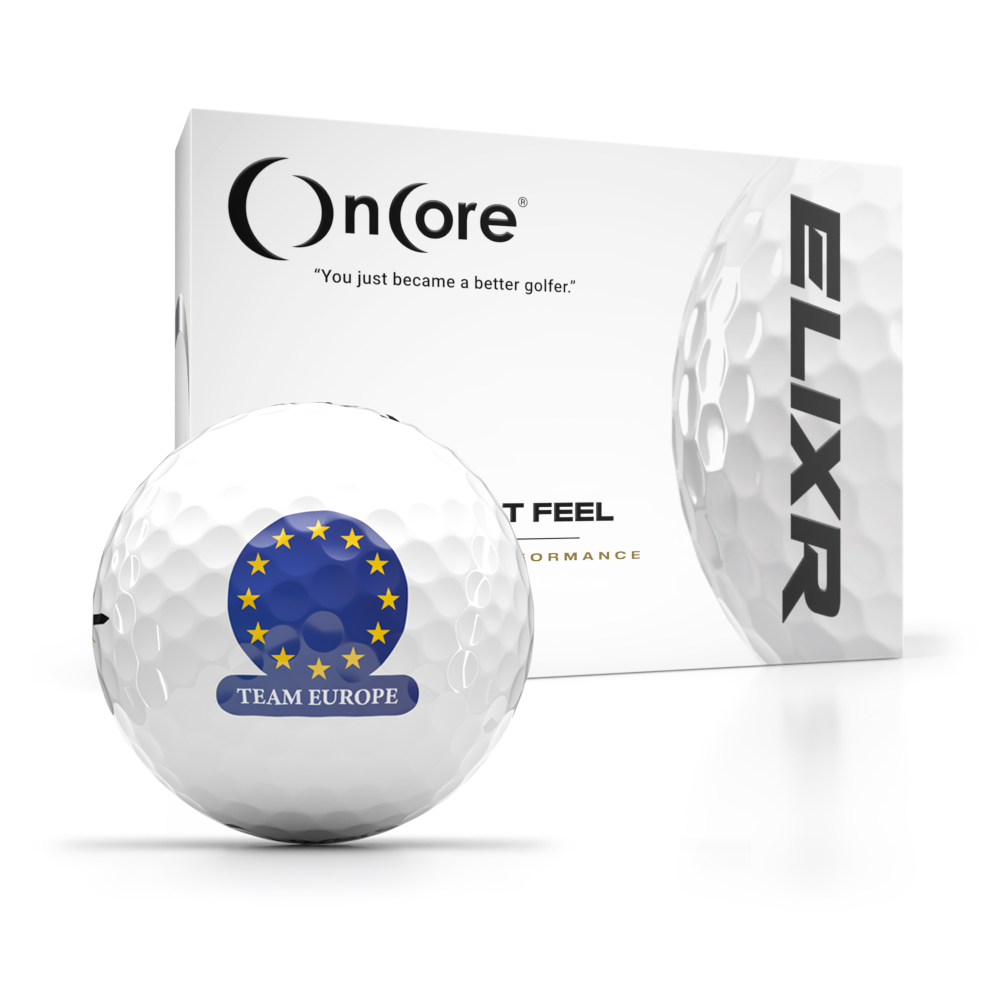Order your Team Europe logo golf balls with European flag design from OnCore Golf - ELIXR