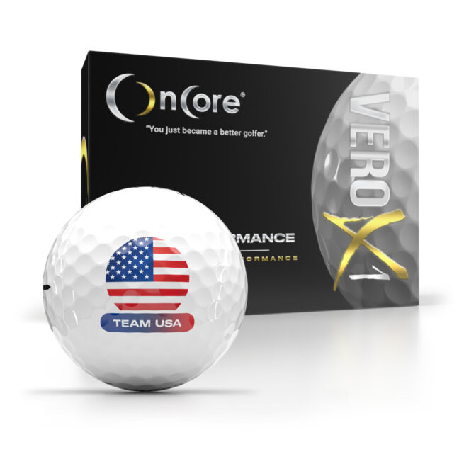 Order your Team USA logo golf balls with American flag design from OnCore Golf - VERO X1
