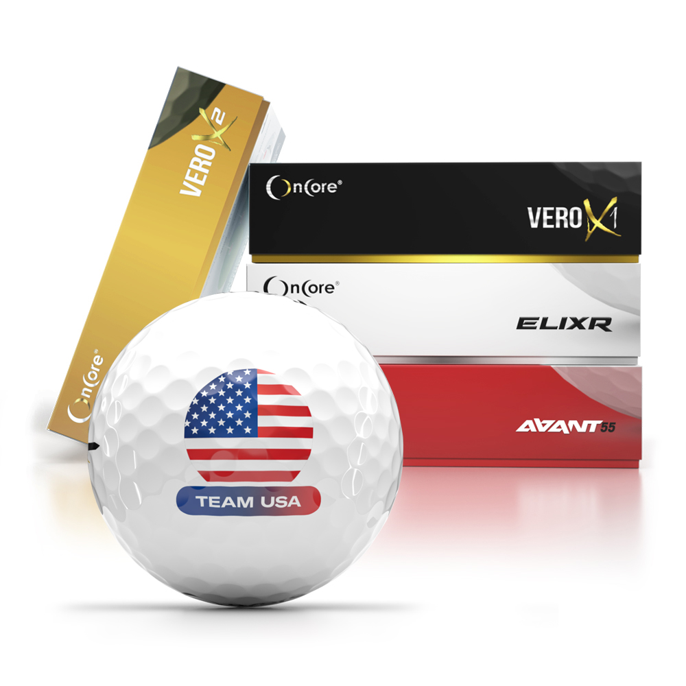 Order your Team USA logo golf balls with American flag design from OnCore Golf